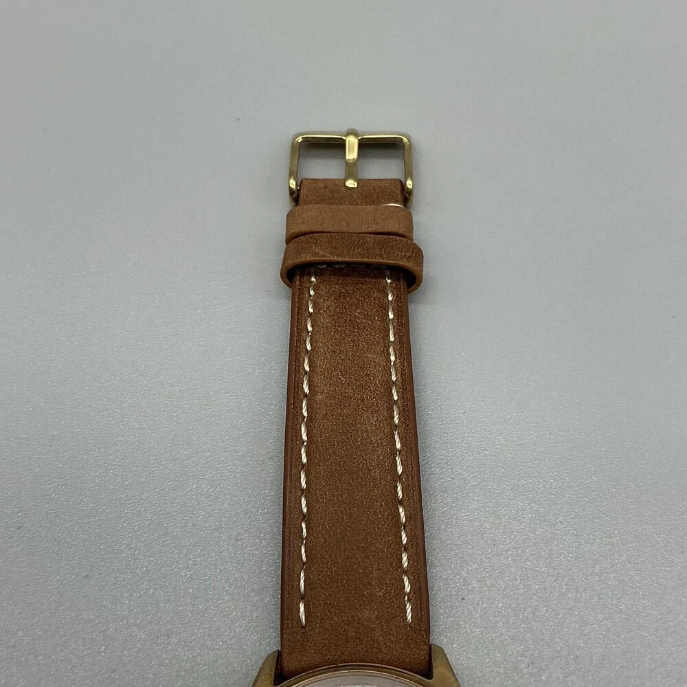 Binger B-3027L-1 Womens Watch 34mm White Dial Gold Tone Leather Date New Battery